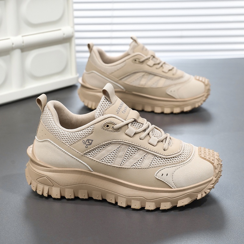 Plus Size 2025 Spring Men's Casual Fashion Sneakers Match Color Striped Street Style Lace-up Low-top Tire Pattern Sole Wear Resistant Non-Slip