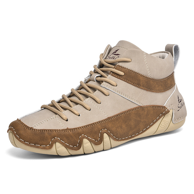 Men's Outdoor Comfort Leather Arch Support Shock Absorption Boots, Non-slip Durable Driving Boots