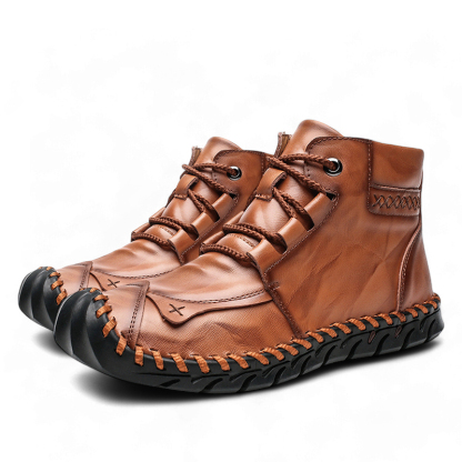 Men's Comfortable Waterproof Durable Handmade Leather Shoes Wide Toe Shoes