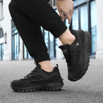 Plus Size 2025 Spring Men's Casual Fashion Sneakers Match Color Striped Street Style Lace-up Low-top Tire Pattern Sole Wear Resistant Non-Slip