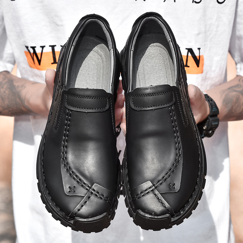 Mens Casual Shoes Summer Breathable Sneakers Loafers Walking Shoes Hand Made Lace-Up Leather Dress Flats Shoes for Driving Business Working Office