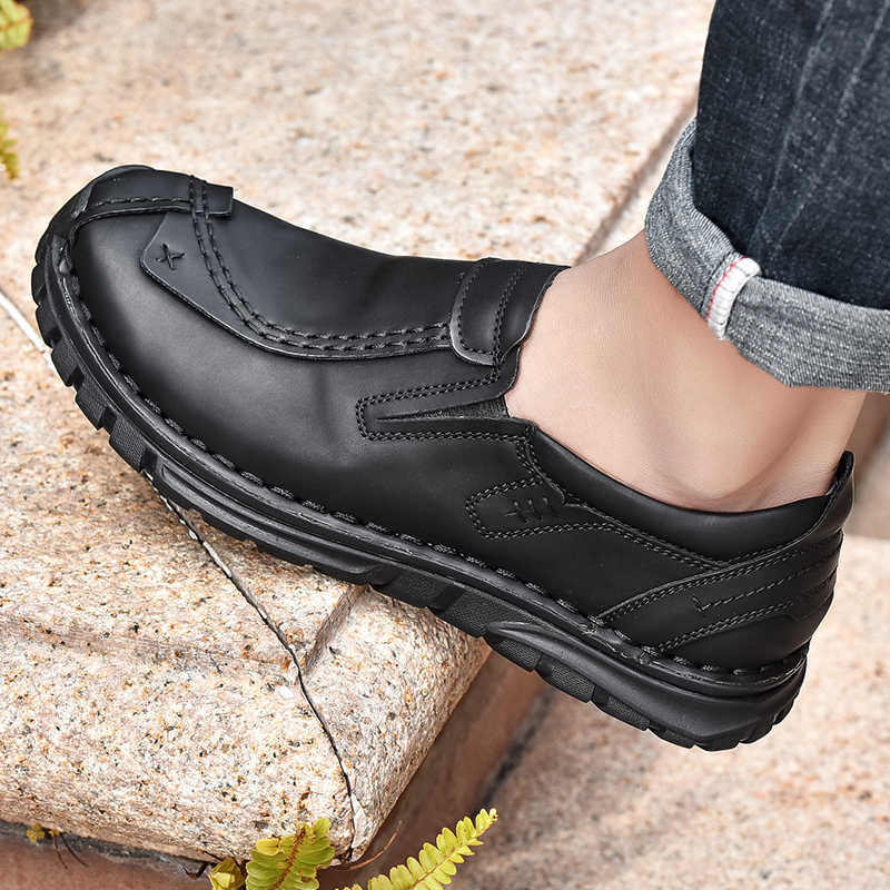 Mens Casual Shoes Summer Breathable Sneakers Loafers Walking Shoes Hand Made Lace-Up Leather Dress Flats Shoes for Driving Business Working Office