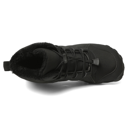 Men's Elastic-Lace Winter Barefoot Shoes – Fleece-Lined, Orthopedic Support, Waterproof, Lightweight & Wide Toe Box with Anti-Slip Rubber Sole