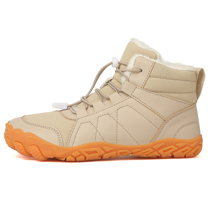 Men's Elastic-Lace Winter Barefoot Shoes – Fleece-Lined, Orthopedic Support, Waterproof, Lightweight & Wide Toe Box with Anti-Slip Rubber Sole