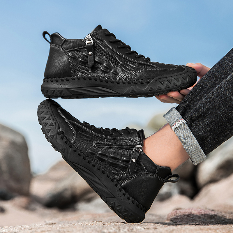 Men's Vintage Work Boots Outdoor - Handcrafted Stitching, Waterproof & Slip-Resistant