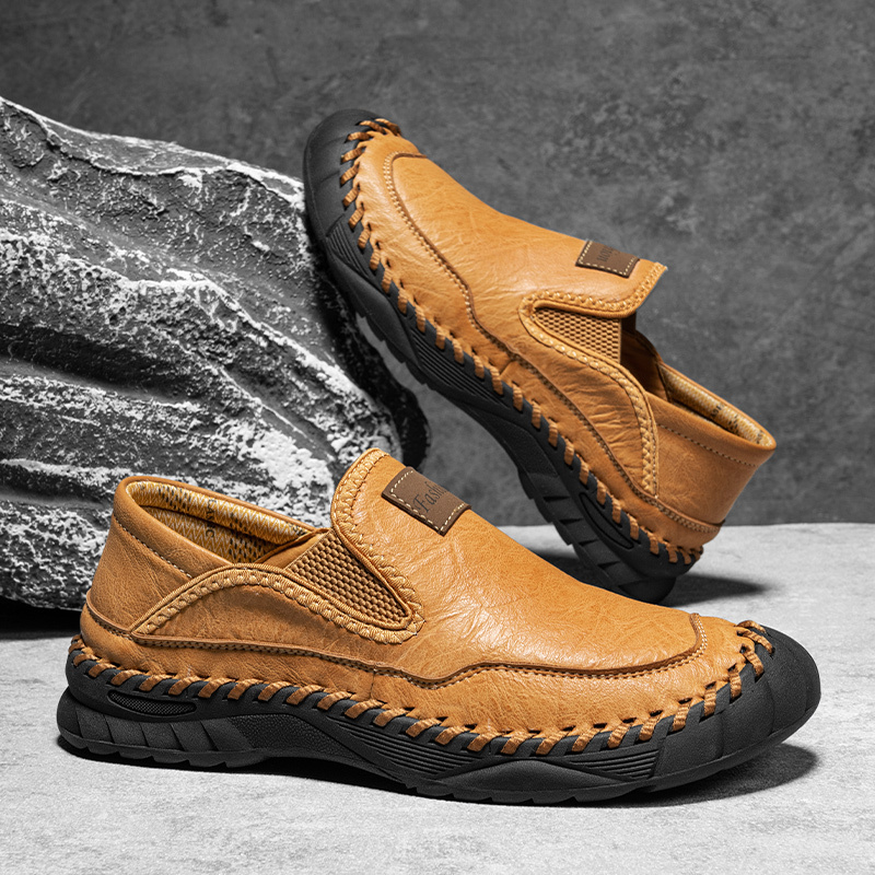 Men's Orthopedic Arch Support Casual Loafers – Breathable Microfiber Leather Slip-On Driving Shoes with Anti-Slip Sole for Work & Daily Wear