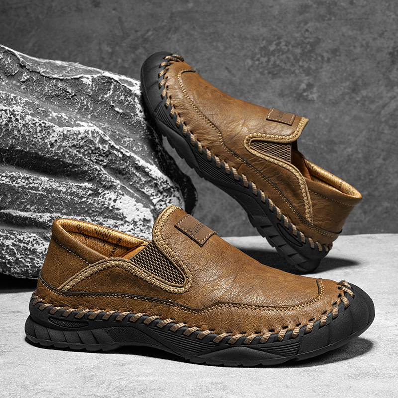 Men's Orthopedic Arch Support Casual Loafers – Breathable Microfiber Leather Slip-On Driving Shoes with Anti-Slip Sole for Work & Daily Wear