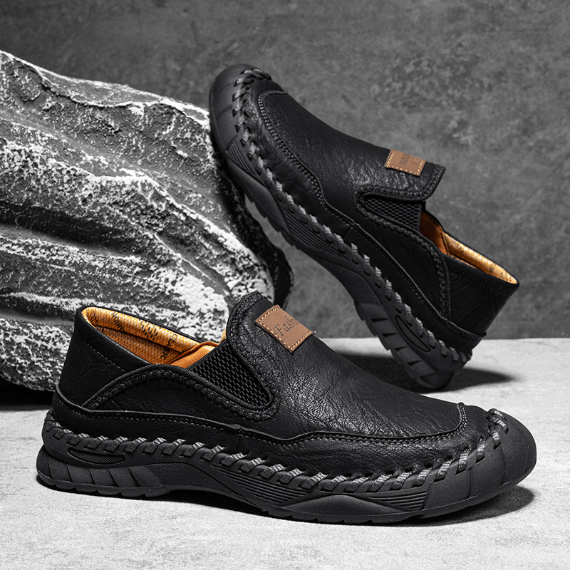 Men's Orthopedic Arch Support Casual Loafers – Breathable Microfiber Leather Slip-On Driving Shoes with Anti-Slip Sole for Work & Daily Wear