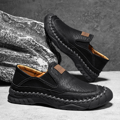 Men's Orthopedic Arch Support Casual Loafers – Breathable Microfiber Leather Slip-On Driving Shoes with Anti-Slip Sole for Work & Daily Wear