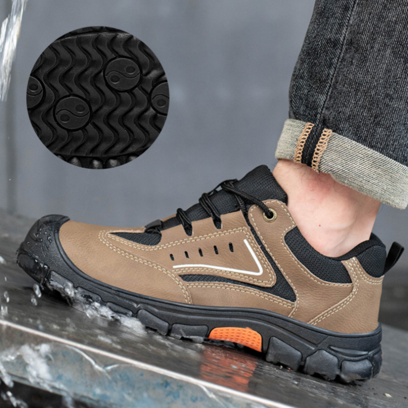 HOT SALE! Men’s Leather Steel Toe Work Shoes – Arch Support, Puncture-Resistant, Durable Safety Footwear