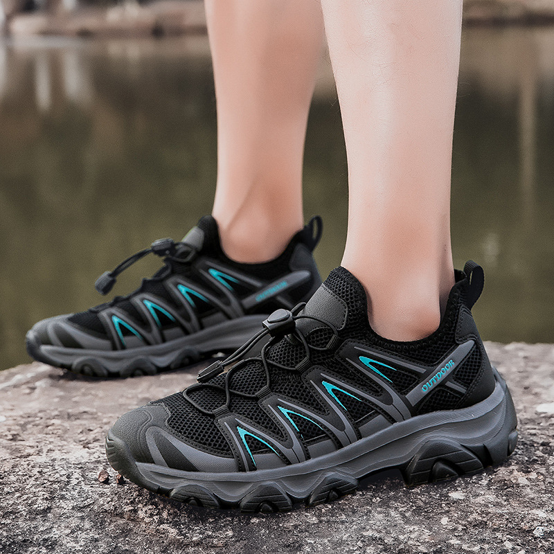 ⏰Early Summer Special🛒 Men's Lightweight Breathable Outdoor Hiking Shoes with Elastic Laces - Comfortable Running and Trekking Sneakers