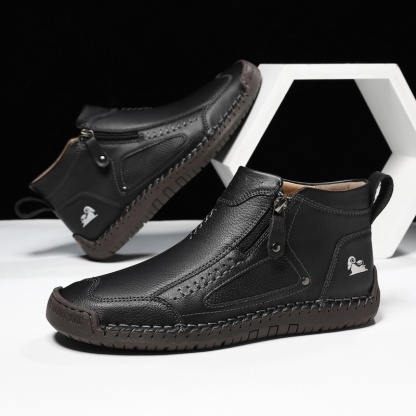 ✅ Complies with ASTM Standards Men’s Durable Leather Zip Work Boots – Waterproof, Non-Slip, Wide Toe & Arch Support