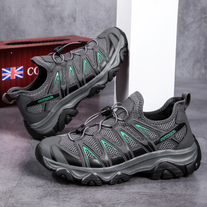⏰LAST DAY – 60% OFF🛒 Men's Lightweight Breathable Outdoor Hiking Shoes with Elastic Laces - Comfortable Running and Trekking Sneakers