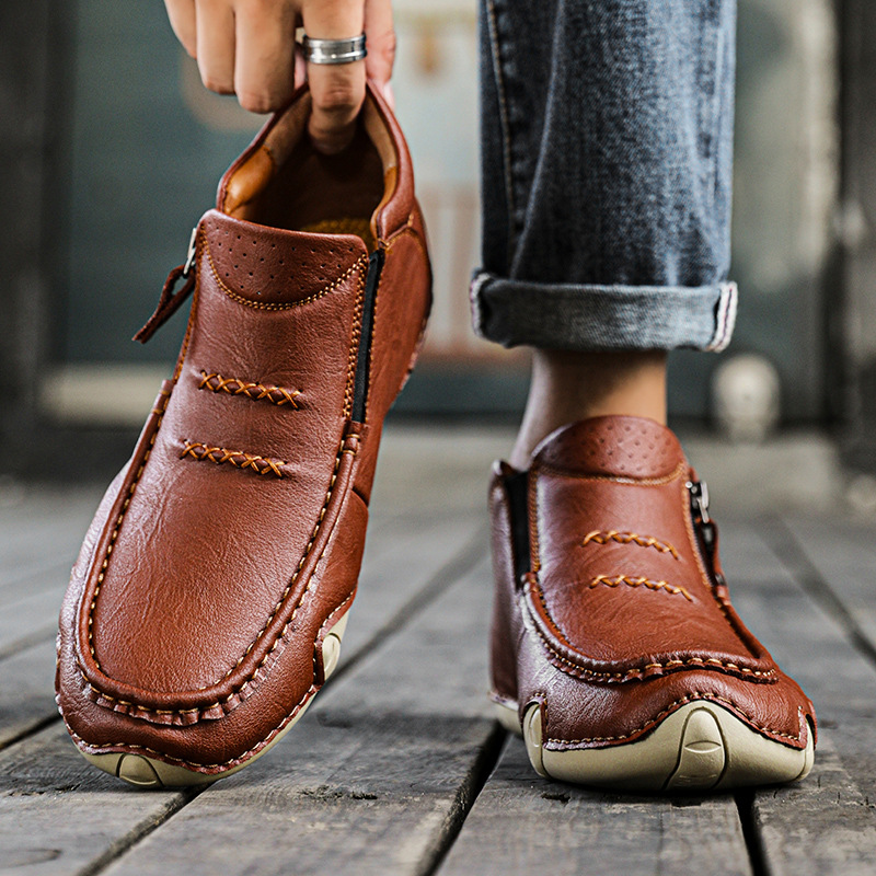 Limited Time Sale 70% OFF – Men’s Retro Leather Zip Boots Built for Comfort, Wide Toe, Arch Support, Pressure Relief, Waterproof for Every Season