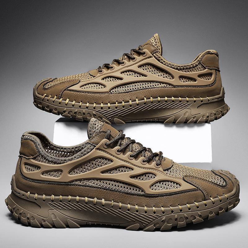 ⏰Limited Time 50% OFF🛒Men’s Lace-Up Orthopedic Leather Hiking Shoes – Breathable Mesh, Durable Rubber Sole, Lightweight & Supportive