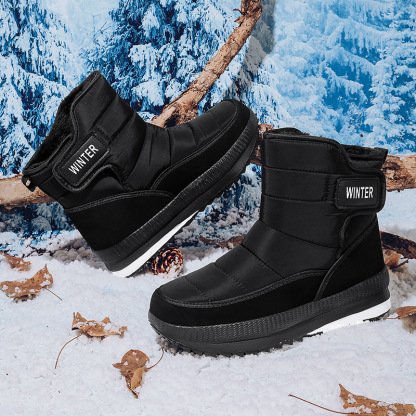 Men's Thick Warm Orthopedic Support Wide Toe Snow Boots Non-slip Waterproof Anti-skid Fur Lined Winter Boots