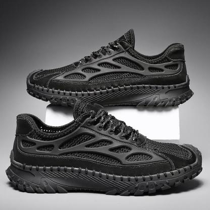 ⏰Limited Time 50% OFF🛒Men’s Lace-Up Orthopedic Leather Hiking Shoes – Breathable Mesh, Durable Rubber Sole, Lightweight & Supportive