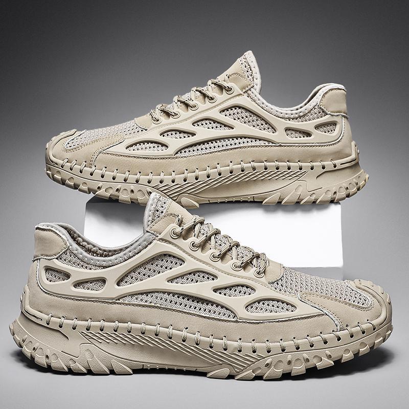 ⏰Limited Time 50% OFF🛒Men’s Lace-Up Orthopedic Leather Hiking Shoes – Breathable Mesh, Durable Rubber Sole, Lightweight & Supportive