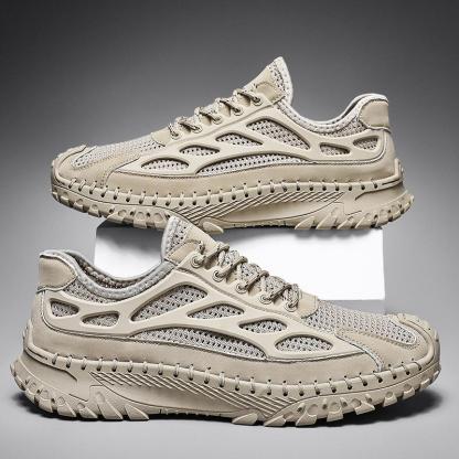 ⏰Limited Time 50% OFF🛒Men’s Lace-Up Orthopedic Leather Hiking Shoes – Breathable Mesh, Durable Rubber Sole, Lightweight & Supportive