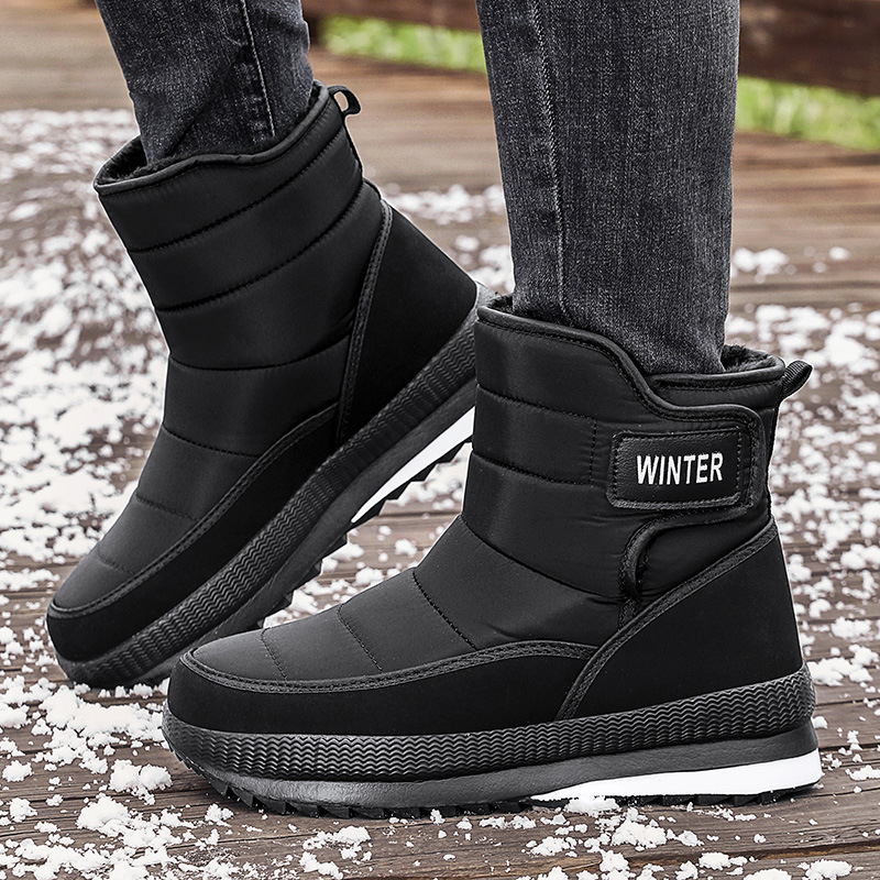 Men's Thick Warm Orthopedic Support Wide Toe Snow Boots Non-slip Waterproof Anti-skid Fur Lined Winter Boots