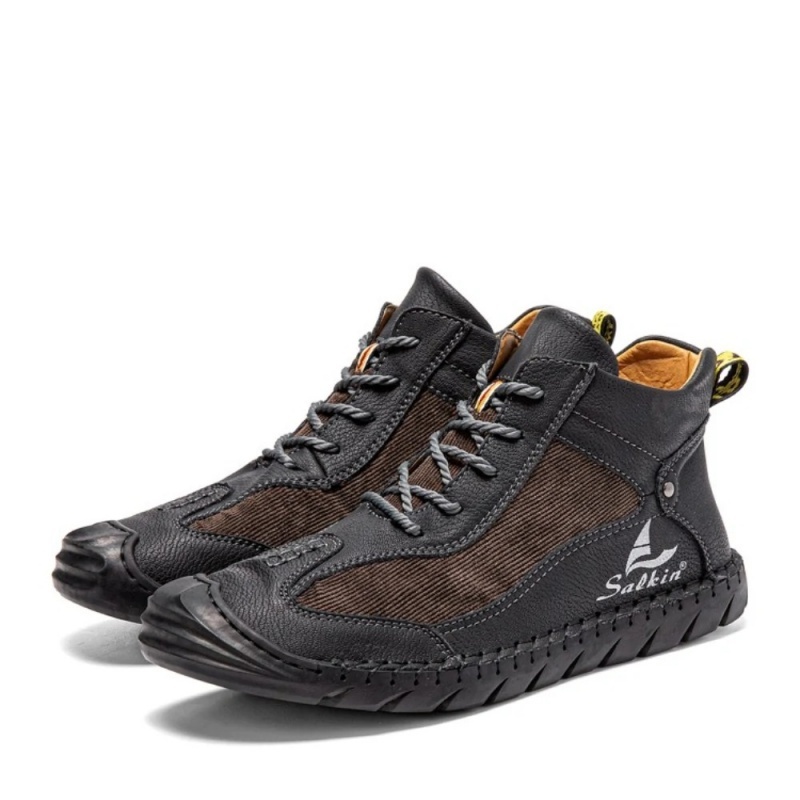 Men's Retro Lace-Up Ankle Boots with Rubber Sole, Yellowstone Casual Wear-Resistant Boots