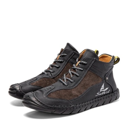 Men's Retro Lace-Up Ankle Boots with Rubber Sole, Yellowstone Casual Wear-Resistant Boots