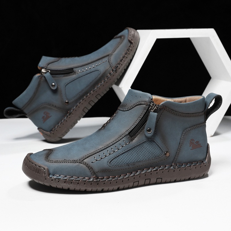 ✅ Complies with ASTM Standards Men’s Durable Leather Zip Work Boots – Waterproof, Non-Slip, Wide Toe & Arch Support