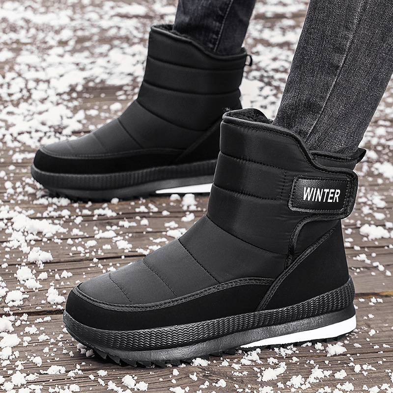 Men's Thick Warm Orthopedic Support Wide Toe Snow Boots Non-slip Waterproof Anti-skid Fur Lined Winter Boots