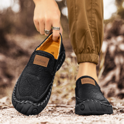 Men's Orthopedic Arch Support Casual Loafers – Breathable Microfiber Leather Slip-On Driving Shoes with Anti-Slip Sole for Work & Daily Wear