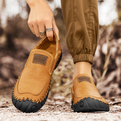 Men's Orthopedic Arch Support Casual Loafers – Breathable Microfiber Leather Slip-On Driving Shoes with Anti-Slip Sole for Work & Daily Wear