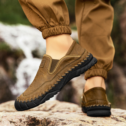 Men's Orthopedic Arch Support Casual Loafers – Breathable Microfiber Leather Slip-On Driving Shoes with Anti-Slip Sole for Work & Daily Wear