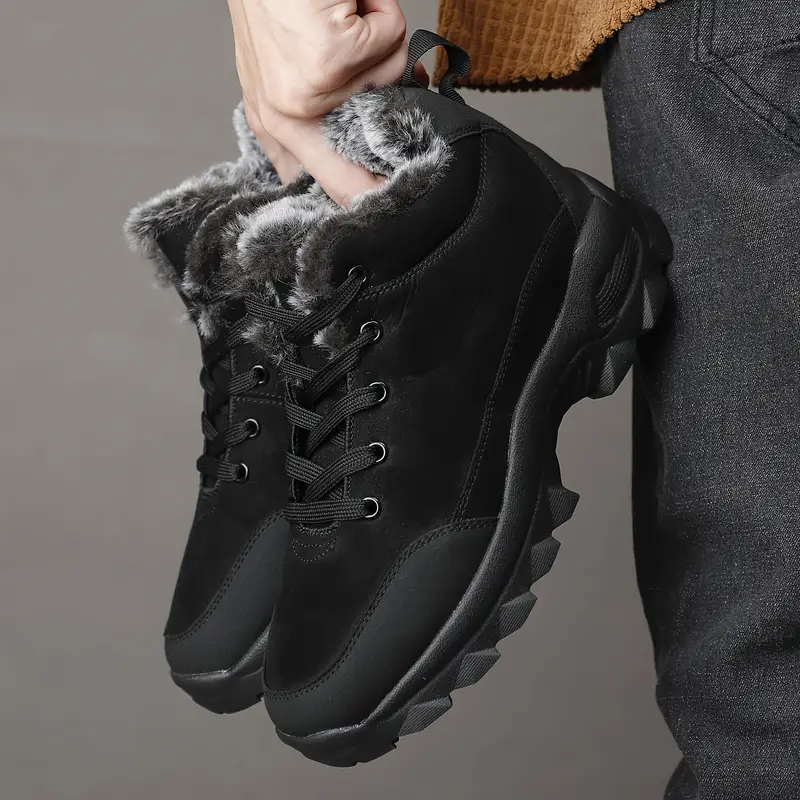 Men's Warm Fleece Snow Boots Waterproof Non-Slip Orthopedic Support Winter Boots