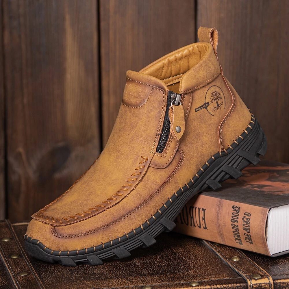 Men's Vintage Casual Soft And Breathable Side Zipper Ankle Chukka Tooling Boots