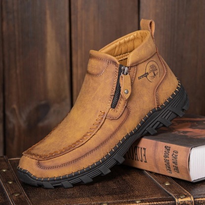 Men's Vintage Casual Soft And Breathable Side Zipper Ankle Chukka Tooling Boots