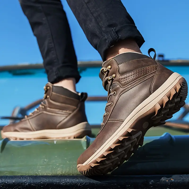 Men's Waterproof Puncture Resistant Hiking Boots Wide Toe Arch Support Work Boots