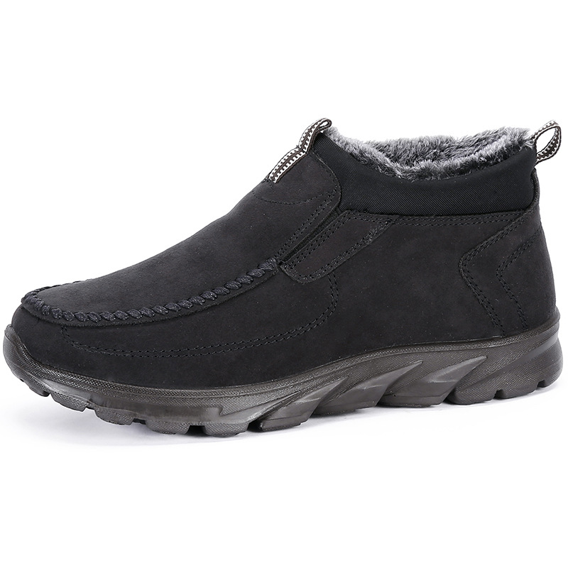 Men's Winter Warm Wide Head Non-Slip Waterproof Slip-On Snow Boots