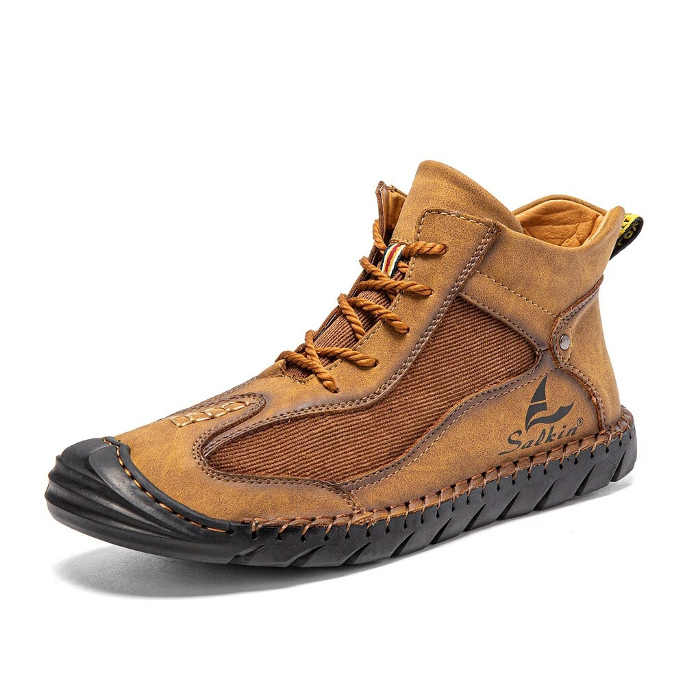 Men's Retro Lace-Up Ankle Boots with Rubber Sole, Yellowstone Casual Wear-Resistant Boots