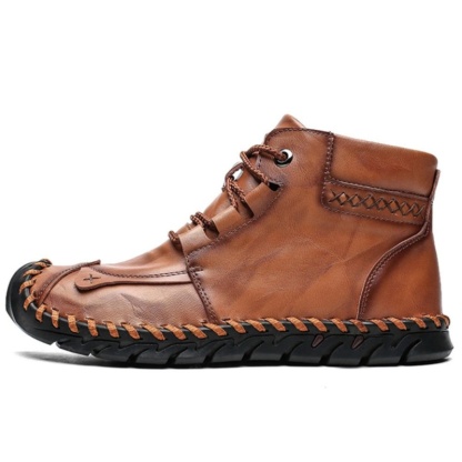 Men's Comfortable Waterproof Durable Handmade Leather Shoes Wide Toe Shoes