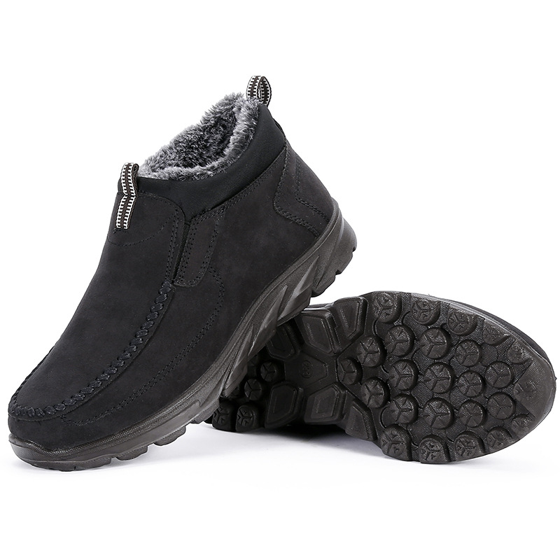 Men's Winter Warm Wide Head Non-Slip Waterproof Slip-On Snow Boots