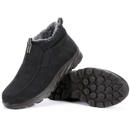 Men's Winter Warm Wide Head Non-Slip Waterproof Slip-On Snow Boots