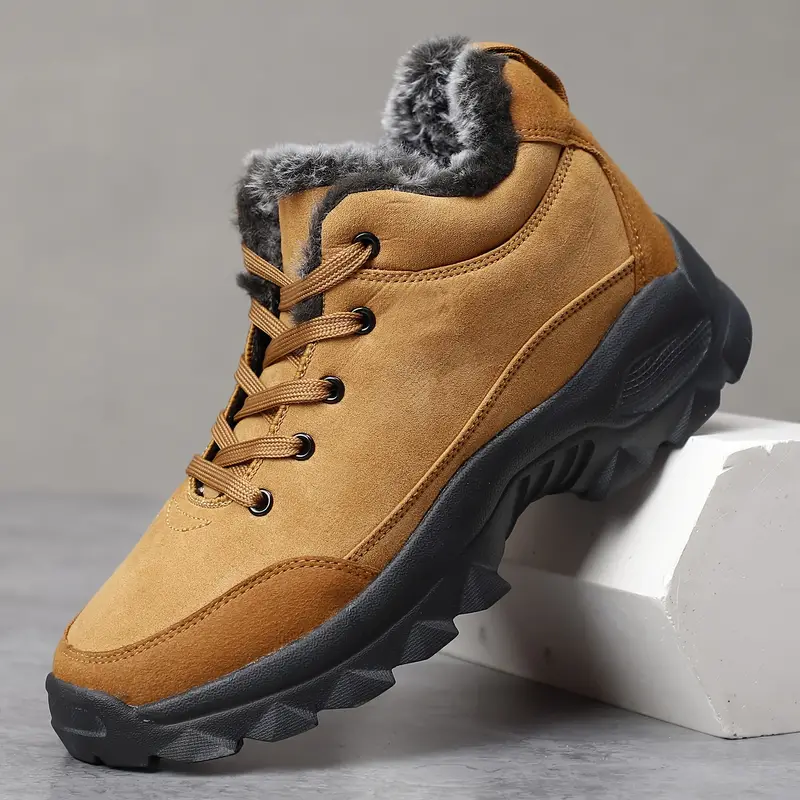 Men's Warm Fleece Snow Boots Waterproof Non-Slip Orthopedic Support Winter Boots