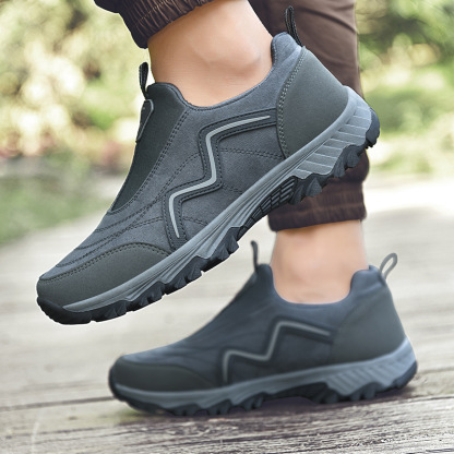 Men's Comfort Cushioned Corrective Wide Toe Arch Support Slip-On Sneakers Waterproof Anti-Slip Anti-Puncture Slip-on Hiking Shoe