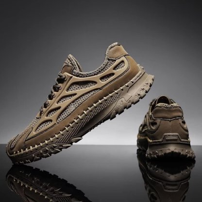 ⏰Limited Time 50% OFF🛒Men’s Lace-Up Orthopedic Leather Hiking Shoes – Breathable Mesh, Durable Rubber Sole, Lightweight & Supportive