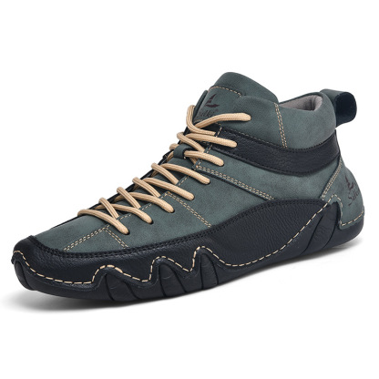 Men's Outdoor Comfort Leather Arch Support Shock Absorption Boots, Non-slip Durable Driving Boots