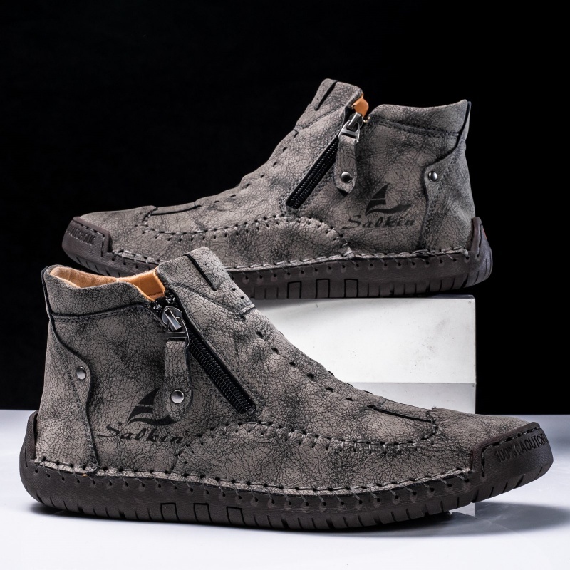 Men’s Vintage Motorcycle Work Boots – Handcrafted, Waterproof, Slip-Resistant, Durable Outdoor Footwear