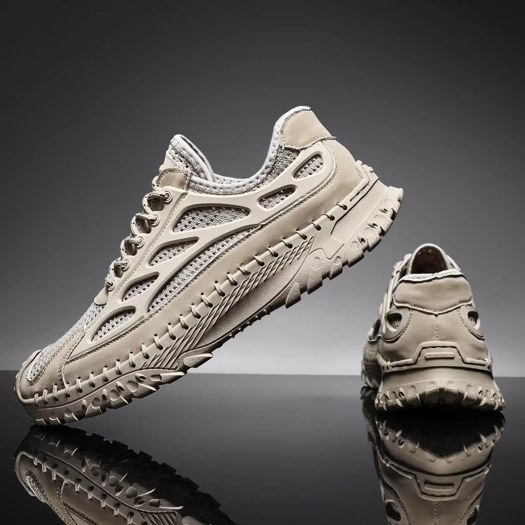 ⏰Limited Time 50% OFF🛒Men’s Lace-Up Orthopedic Leather Hiking Shoes – Breathable Mesh, Durable Rubber Sole, Lightweight & Supportive