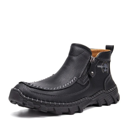 Men's Vintage Casual Soft And Breathable Side Zipper Ankle Chukka Tooling Boots
