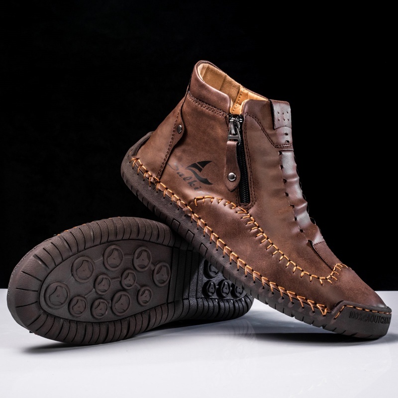 Men’s Vintage Motorcycle Work Boots – Handcrafted, Waterproof, Slip-Resistant, Durable Outdoor Footwear