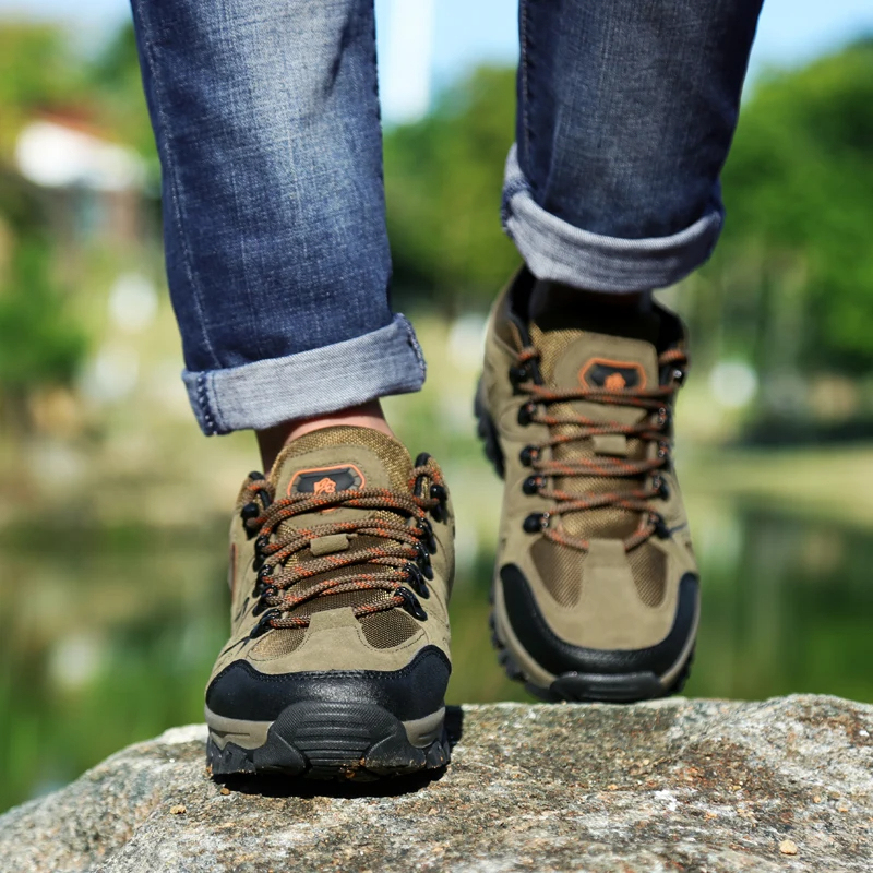 Men's Waterproof Breathable Lightweight Orthopedic Hiking Shoes for Plantar Fasciitis