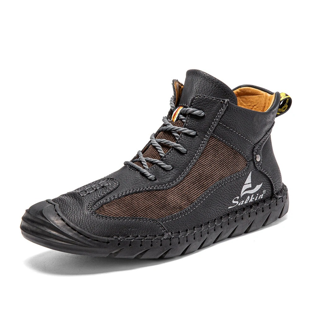 Men's Retro Lace-Up Ankle Boots with Rubber Sole, Yellowstone Casual Wear-Resistant Boots